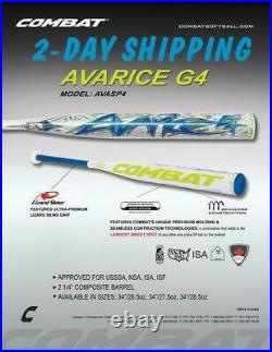 Combat Avarice G4 USSSA Slow Pitch Softball Bat AVASP4 34 / 26.5 oz 2-DAY SHIP